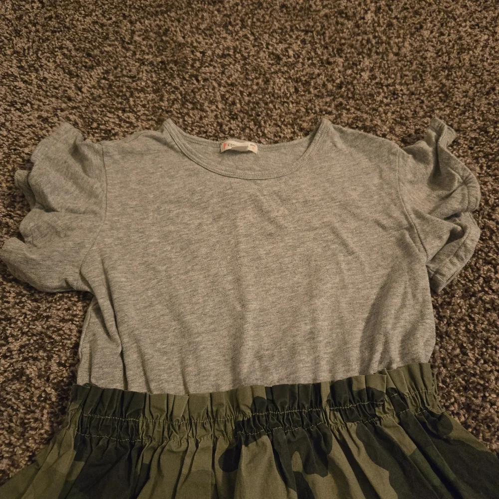 Crewcuts Camo Ruffle Sleeve Dress Size 6